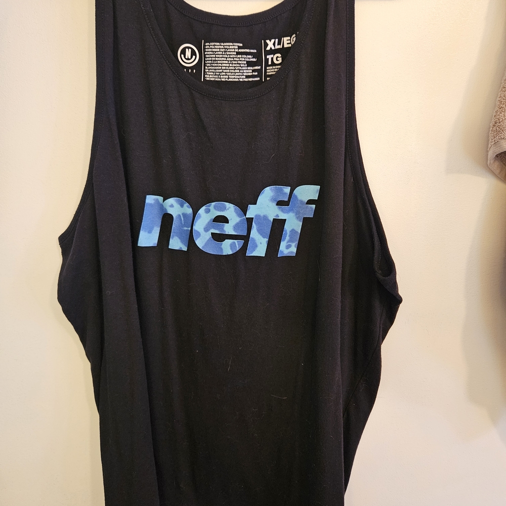 Neff Black Tank Top with Blue Logo